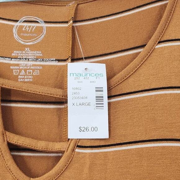 24/7 MAURICES Striped Long Sleeve Tunic Top Womens Size XL Extra Large *NWT - Picture 3 of 3